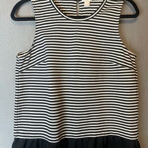 J. Crew Black and White Boxy Peplum Tank Top